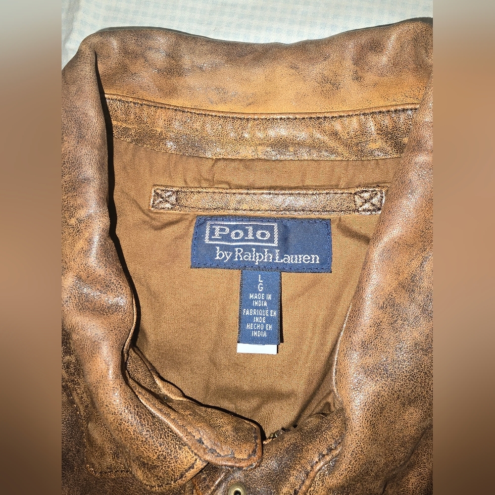 Polo Ralph Lauren Brown Leather Flight Jacket - Picture 5 of 5